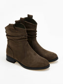 Μποτάκια suede με σούρα - Χακί - thefashionproject.gr - The Fashion Project - 19702022002