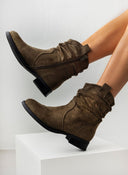 Μποτάκια suede με σούρα - Χακί - thefashionproject.gr - The Fashion Project - 19702022002