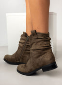 Μποτάκια suede με σούρα - Χακί - thefashionproject.gr - The Fashion Project - 19702022002