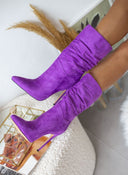 Μπότες 3/4 suede με σούρα - Μωβ - thefashionproject.gr - The Fashion Project - 16785021004