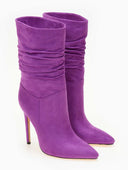 Μπότες 3/4 suede με σούρα - Μωβ - thefashionproject.gr - The Fashion Project - 16785021004