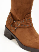 Μποτάκια biker suede με τρουκς