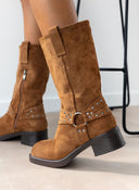 Μποτάκια biker suede με τρουκς