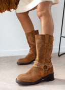 Μποτάκια biker suede με τρουκς