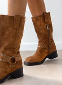 Μποτάκια biker suede με τρουκς