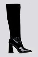 Μπότες κάλτσα λουστρίνι με τακούνι - Μαύρο - thefashionproject.gr - JOIA