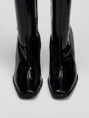 Μπότες κάλτσα λουστρίνι με τακούνι - Μαύρο - thefashionproject.gr - JOIA