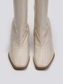 Μπότες κάλτσα λουστρίνι με τακούνι - Μπεζ - thefashionproject.gr - JOIA