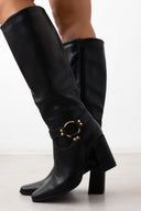 Μπότες με τακούνι και κρίκο - Μαύρο - thefashionproject.gr - Ideal shoes