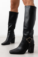 Μπότες με τακούνι και κρίκο - Μαύρο - thefashionproject.gr - Ideal shoes