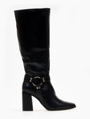 Μπότες με τακούνι και κρίκο - Μαύρο - thefashionproject.gr - Ideal shoes