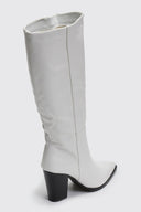 Μπότες μυτερές με χοντρό τακούνι - Λευκό - thefashionproject.gr - Ideal shoes
