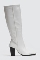 Μπότες μυτερές με χοντρό τακούνι - Λευκό - thefashionproject.gr - Ideal shoes
