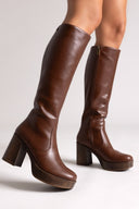 Μπότες ψηλές με φιάπα Mariamare - Mocha - thefashionproject.gr - MARIAMARE
