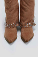 Μπότες suede cowboy με γκέτα και τρουκς ERYNN - Κάμελ - thefashionproject.gr - ERYNN