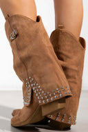 Μπότες suede cowboy με γκέτα και τρουκς ERYNN - Κάμελ - thefashionproject.gr - ERYNN