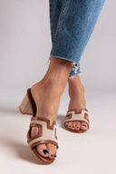 Mules ανοιχτά με ύφασμα ERYNN - Κάμελ - thefashionproject.gr - ERYNN