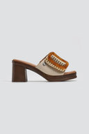 Mules από ψάθα με εφέ τοκά Refresh 172522 - Μπεζ - thefashionproject.gr - Refresh