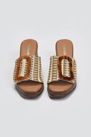 Mules από ψάθα με εφέ τοκά Refresh 172522 - Μπεζ - thefashionproject.gr - Refresh