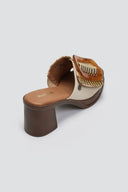 Mules από ψάθα με εφέ τοκά Refresh 172522 - Μπεζ - thefashionproject.gr - Refresh