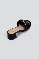 Mules από ψάθα με στρας ERYNN - Μαύρο - thefashionproject.gr - ERYNN