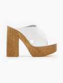 Mules crossover δερμάτινα με φελλό - Λευκό - thefashionproject.gr - Estil