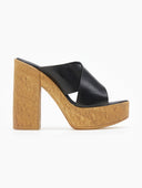 Mules crossover δερμάτινα με φελλό - Μαύρο - thefashionproject.gr - Estil