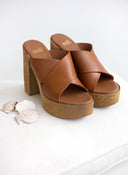 Mules crossover δερμάτινα με φελλό - Ταμπά - thefashionproject.gr - Estil