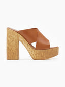 Mules crossover δερμάτινα με φελλό - Ταμπά - thefashionproject.gr - Estil