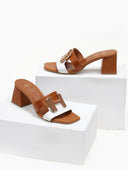 Mules δερμάτινα με διχρωμία Mariella Fabiani 2491/5