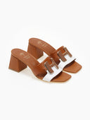 Mules δερμάτινα με διχρωμία Mariella Fabiani 2491/5