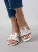 Mules δερμάτινα με διχρωμία Mariella Fabiani 2491/5