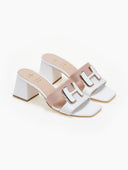 Mules δερμάτινα με διχρωμία Mariella Fabiani 2491/5 - Λευκό/Nude - thefashionproject.gr - Mariella Fabiani