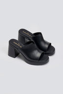 Mules δερμάτινα με φαρδιά φάσα TFP - Μαύρο - thefashionproject.gr - TFP