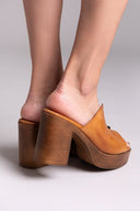 Mules δερμάτινα με φαρδιά φάσα TFP - Ταμπά - thefashionproject.gr - TFP