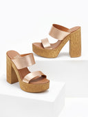 Mules δερμάτινα με φελλό estil - Χαλκός - thefashionproject.gr - The Fashion Project