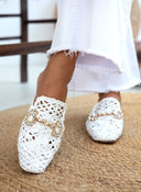 Mules κλειστά από ψάθα - Λευκό - thefashionproject.gr - ERYNN