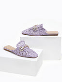 Mules κλειστά από ψάθα - Λιλά - thefashionproject.gr - ERYNN