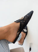 Mules κλειστά από ψάθα - Μαύρο - thefashionproject.gr - ERYNN