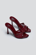 Mules λουστρίνι με τοκά TFP - Burgundy - thefashionproject.gr - TFP