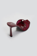 Mules λουστρίνι με τοκά TFP - Burgundy - thefashionproject.gr - TFP