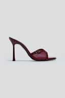 Mules λουστρίνι με τοκά TFP - Burgundy - thefashionproject.gr - TFP