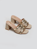 Mules με διχρωμία και σχέδιο ERYNN - Χρυσό - thefashionproject.gr - ERYNN