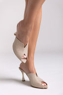Mules με γκλίτερ Tfp - Nude - thefashionproject.gr - TFP