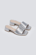 Mules με pattern TFP - Ασημί - thefashionproject.gr - TFP