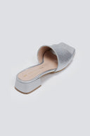 Mules με pattern TFP - Ασημί - thefashionproject.gr - TFP