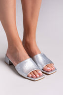 Mules με pattern TFP - Ασημί - thefashionproject.gr - TFP
