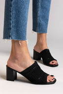 Mules με πλεκτό σχέδιο ERYNN - Μαύρο - thefashionproject.gr - ERYNN