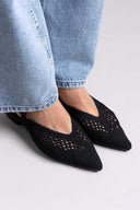 Mules με πλεκτό σχέδιο ERYNN - Μαύρο - thefashionproject.gr - ERYNN