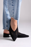 Mules με πλεκτό σχέδιο ERYNN - Μαύρο - thefashionproject.gr - ERYNN